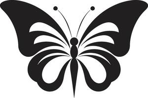 hecho a mano gracia noir mariposa emblema pulcro y elegante negro vector icono