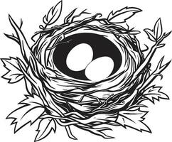 Aesthetic Avian Habitat Black Nest Design Simplicity in Shadows Bird Nest Icon vector