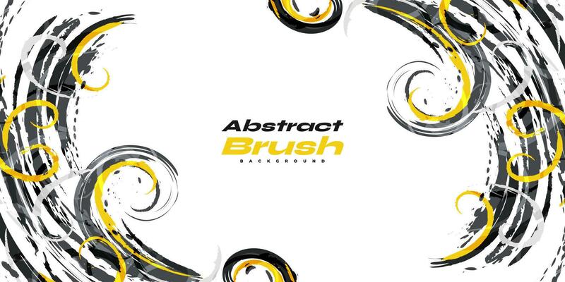 Black, Yellow and Grey Brush Background with Halftone Effect. Sport Background with Grunge Style. Scratch and Texture Elements For Design