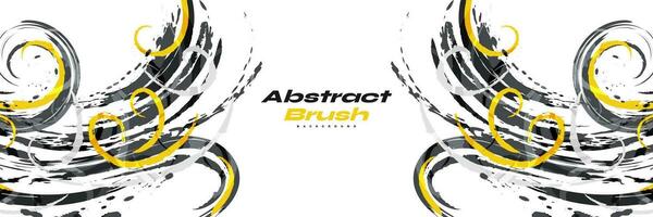 Black, Yellow and Grey Brush Background with Halftone Effect. Sport Background with Grunge Style. Scratch and Texture Elements For Design vector