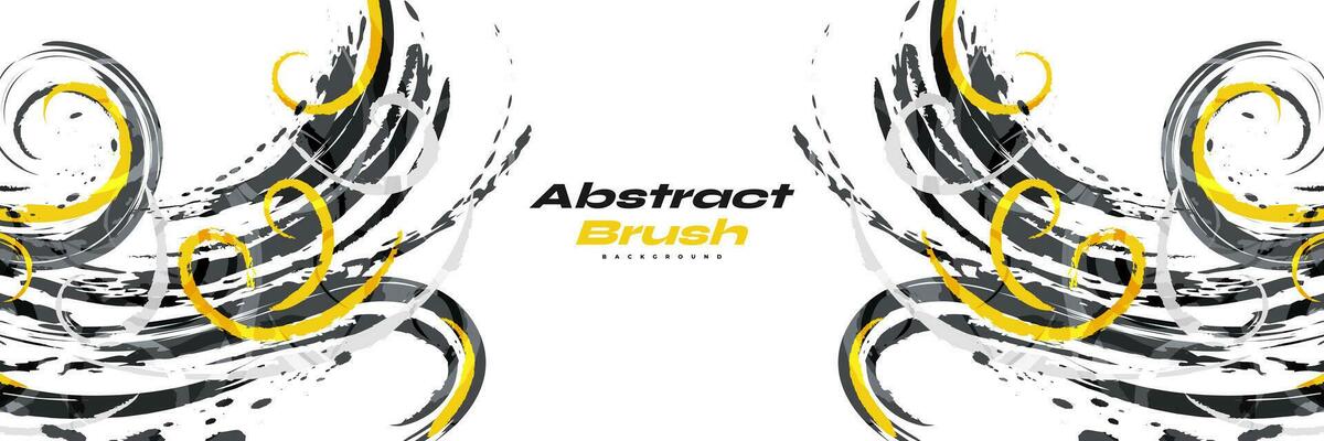 Black, Yellow and Grey Brush Background with Halftone Effect. Sport Background with Grunge Style. Scratch and Texture Elements For Design