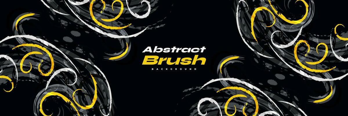 Black, Yellow and Grey Brush Background with Halftone Effect. Sport Background with Grunge Style. Scratch and Texture Elements For Design