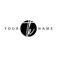 TK Initial Handwriting In Circle Frame Template Design vector