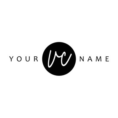 VC Initial Handwriting In Circle Frame Template Design
