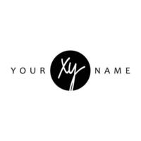 XY Initial Handwriting In Circle Frame Template Design vector