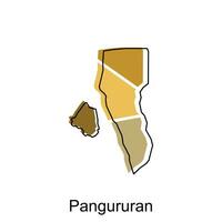 High detailed vector map of Panguruan City modern outline, Logo Vector Design. Abstract, designs concept, logo, logotype element for template.