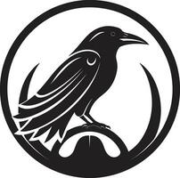 Abstract Black Bird Seal Premium Raven Monochrome Badge vector