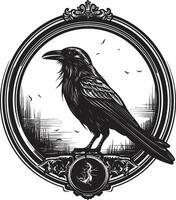Abstract Black Crow Vector Icon Premium Raven Monochrome Symbol