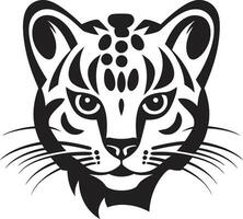 Elegant Pounce Ocelot Logo in Vector Sculpted Spots Black Ocelot Symbol