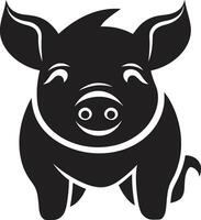 noir cerdito Insignia contemporáneo cerdo icono vector