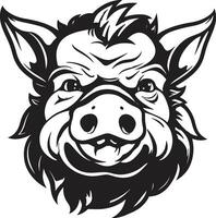 caprichoso cerdito iconografía juguetón cerdito emblema vector