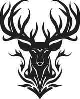 Elegance in Shadows Black Emblems Tribute to Nature Sculpted Grace in the Forest Deer Icon in Noir vector