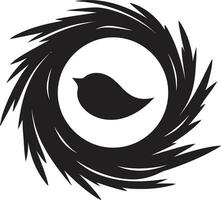 Simplicity in Shadows Black Vector Bird Nest Elegance in Monochrome Noir Nest Logo