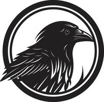 Intricate Black Crow Emblem Minimalistic Raven Vector Icon