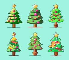 Collection of Christmas trees, modern flat design can be used for printed materials, brochures, posters, business. vector