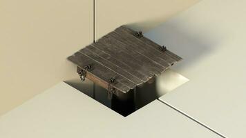 Vintage Wooden Elevator Platform Render photo