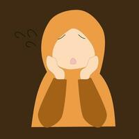 Muslim woman is not feeling well vector