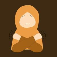 Muslim woman is not feeling well vector