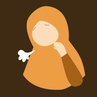 Muslim woman is not feeling well vector