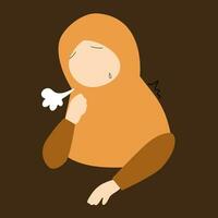 Muslim woman is not feeling well vector