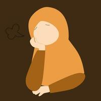 Muslim woman is not feeling well vector