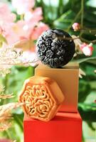 Flower Moon Cake Dessert for Mid Autumn Festival photo