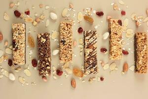 Top View Cereal Granola Bars. photo
