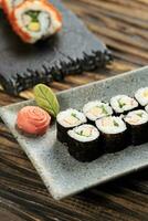 One Bite Size Mini Maki Sushi with Crab Stick photo