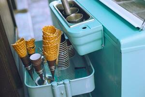 Ice cream machine in a street food market, Tbilisi, Georgia photo