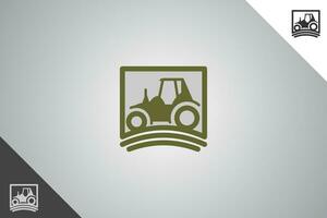 Tractor logo. Minimal and modern logotype. Perfect logo for business related to agriculture industry, wheat farm, farm field, natural harvest, breeder. Isolated background. Vector eps 10.