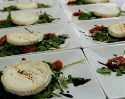 salad with mozzarella, arugula and dried tomatoes photo