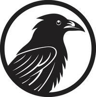 Abstract Bird Seal Premium Raven Monochrome Badge vector