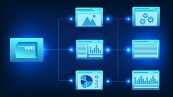 File transmission technology Document files in electronic format are used to transmit information via the internet network within the organization. It saves time and costs for the company. vector