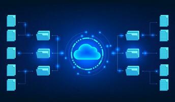 nube tecnología dentro el tecnología circulo a lo largo con el circulo conectado a el documento archivo. eso medio transferir datos archivos dentro el nube sistema para datos almacenamiento. allí es un seguridad sistema. vector