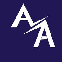 the aa logo on a blue background vector