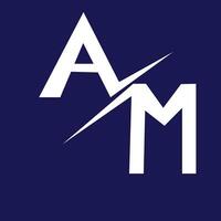 the am logo on a blue background vector