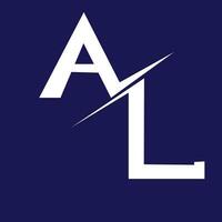 the a l logo on a blue background vector