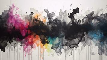 Colorful ink paint splatter smoke explosion background isolated on light background ai generative photo