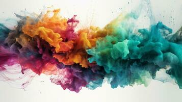 Colorful ink paint splatter smoke explosion background isolated on light background ai generative photo