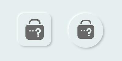Forget solid icon in neomorphic design style. Password signs vector illustration.