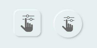 Adjust solid icon in neomorphic design style. Control signs vector illustration.