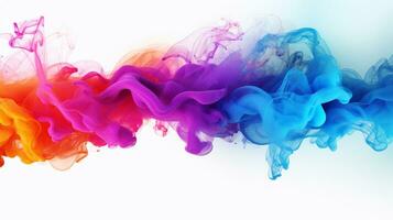 Multi-color smoke explosion chaotic art background isolated on white ai generative photo