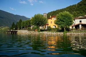 SAN FELICE, LOMBARDY, ITALY - SEPTEMBER 19. Small village of San Felice on the Eastern side of Lake Endine in Lombardy Italy on September 19, 2015 photo