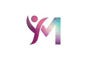 Abstract Initial Letter M Connecting People Logo. vector