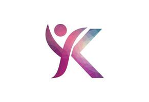 Abstract Initial Letter k Connecting People Logo. vector