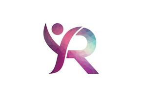 Abstract Initial Letter R Connecting People Logo. vector