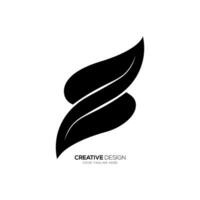 Letter S modern unique twisted with leaf shape creative typography flat monogram black logo vector