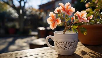 Freshness and beauty in nature a single flower in a vase generated by AI photo