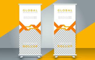 Modern roll up banner design template. flyer. pull up. presentation. brochure. poster. advertisement. print media vector