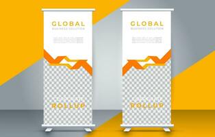 Modern roll up banner design template. flyer. pull up. presentation. brochure. poster. advertisement. print media vector